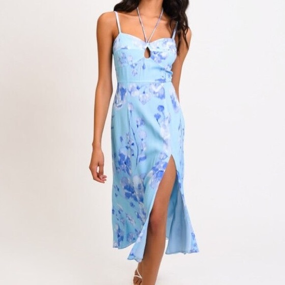 NWT Anthropologie hutch Erika midi floral dress in blue - Picture 3 of 8